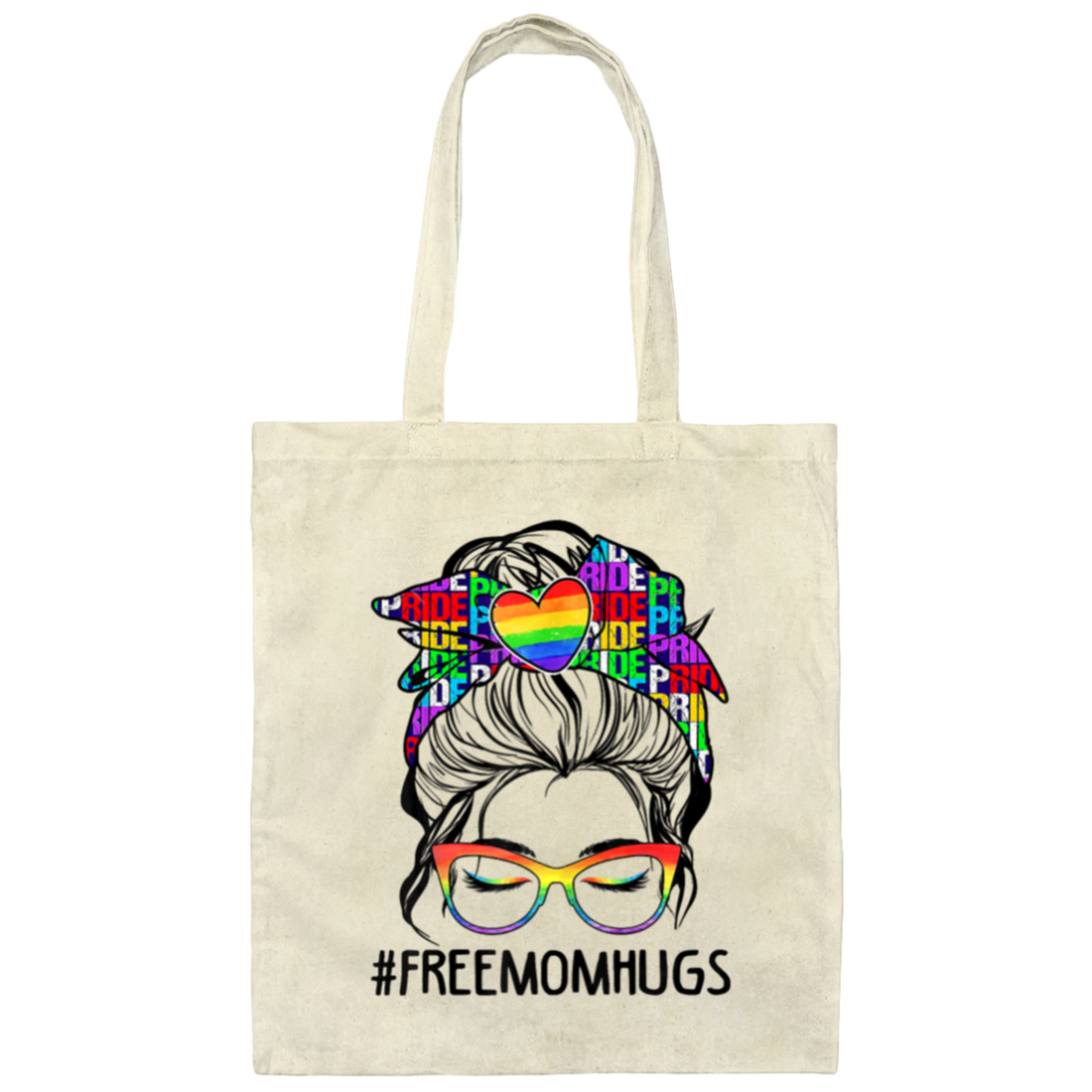 Freemomhugs, Freehug, Messy Buns, Lgbt Pride, Lgbt Canvas Tote Bag
