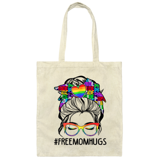 Freemomhugs, Freehug, Messy Buns, Lgbt Pride, Lgbt Canvas Tote Bag