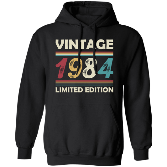 Vintage Birthday, 1984 Birthday, Retro 1984, Retro Birthday Pullover Hoodie