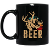 Bear And Deer, Big Roaring Vintage, Retro Wild Animal, Beer Mix Deer Black Mug