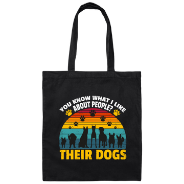 Dogs Lover Retro Gift, You Know What I Like About People, I Like Their Dogs Canvas Tote Bag