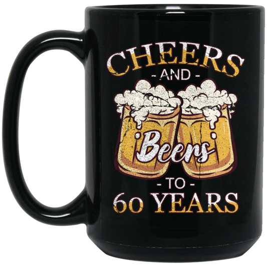 Cheers For 60 Years Old, Love 60th Birthday, Love Beer, Best 60th Birthday Black Mug