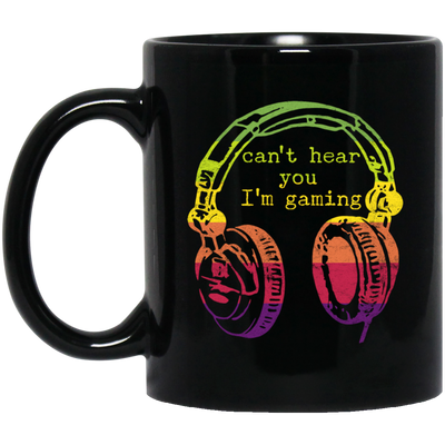 Can't Hear You I'm Gaming, Funny Gaming Gift, Retro Style Gift For Famer Black Mug