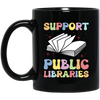 Support Public Libraries, Love Read, Groovy Bookworm Black Mug