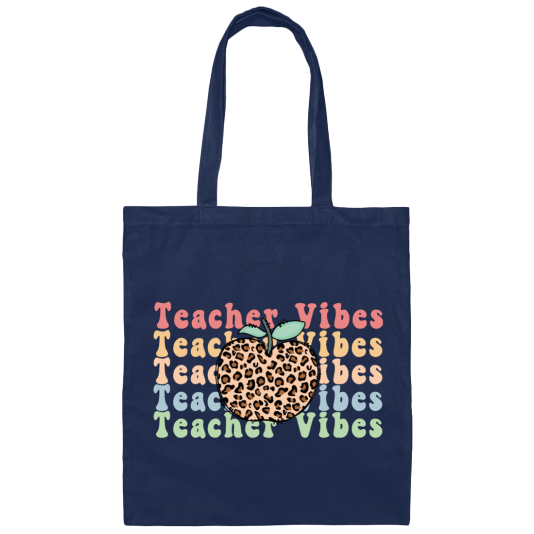 Teacher Vibes, Apple Lover, Apple Vibes, Groovy Teacher Canvas Tote Bag