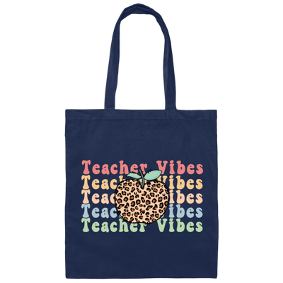 Teacher Vibes, Apple Lover, Apple Vibes, Groovy Teacher Canvas Tote Bag