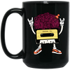 Funny Music, Cassette With Cool Hair And Comb, Lovely Cassette, Best Gift Black Mug