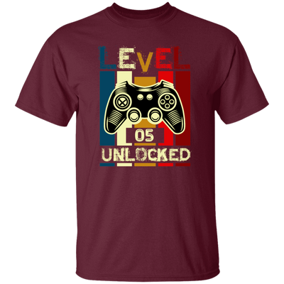 Gamer Love Gift, Level 5 Unlocked, Retro Style For 5th Birthday, Love 5th Unisex T-Shirt