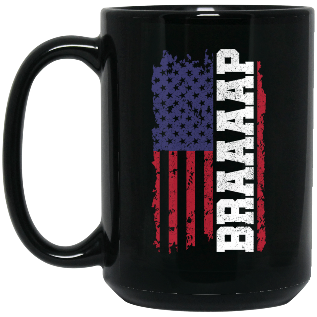 Braap - Motocross Dirt Bike, Enduro Patriotic, American Flag Black Mug