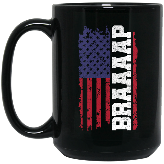 Braap - Motocross Dirt Bike, Enduro Patriotic, American Flag Black Mug