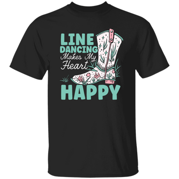 Cowboy Gift, Line Dancing Makes My Heart Happy Vintage Unisex T-Shirt