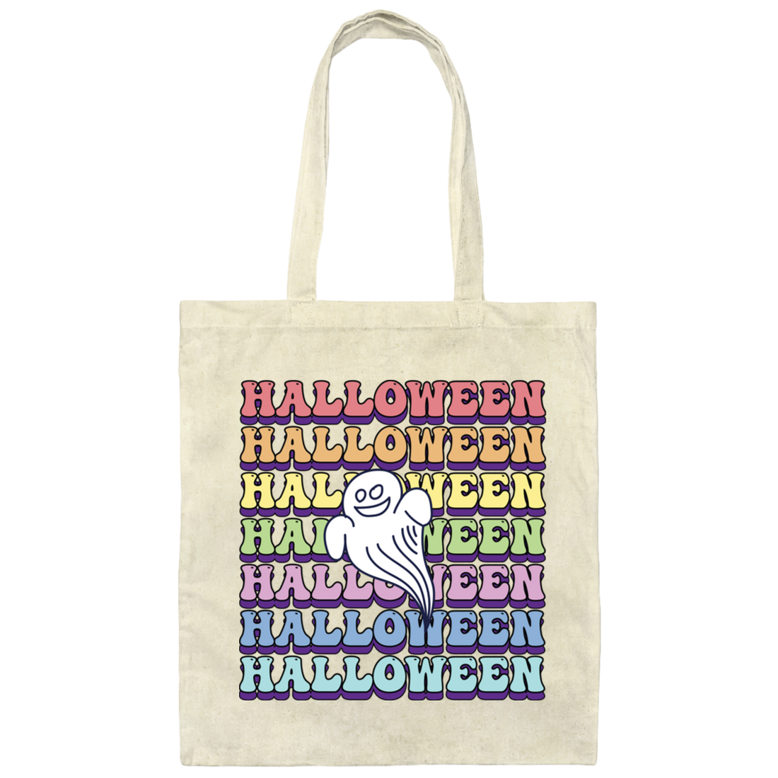 Halloween Party, Ghost Halloween, Groovy Halloween Canvas Tote Bag