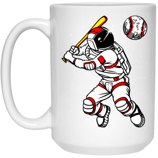 Astronaut Play Baseball In Spaces, Love Baseball, Sporty Astronaut White Mug