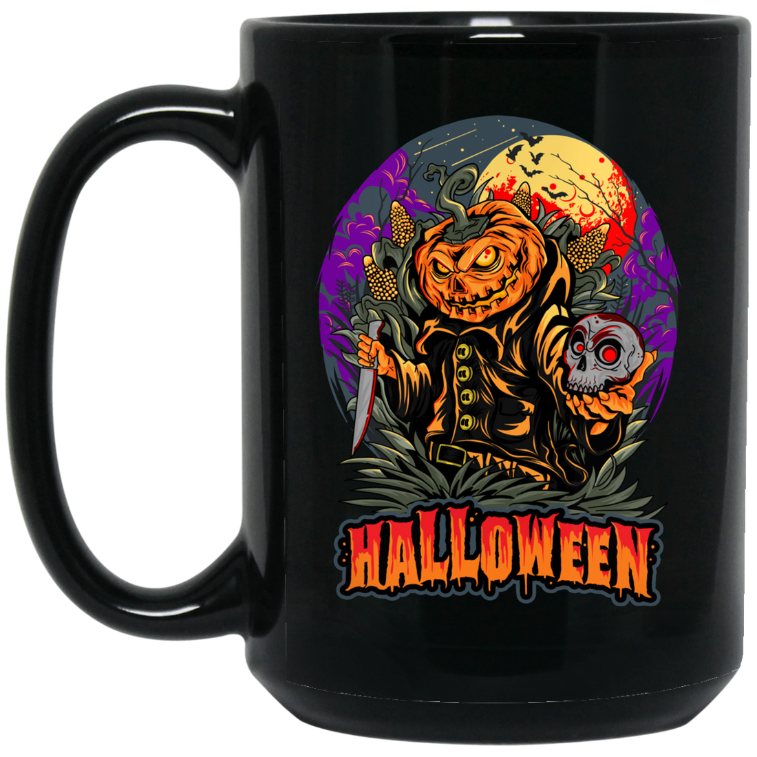 Halloween Holiday, Pumpkin Halloween, Horror Halloween Black Mug
