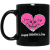 Love Life, Happy Valentine's Day, Skull In Heart Shape, Trendy Valentine Black Mug