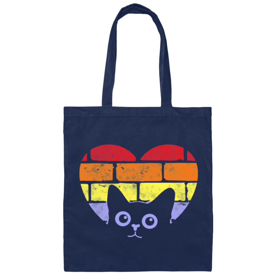 Cat In My Heart, Cat And Wall Retro Style, Cat Lover Gift, Retro Cat Canvas Tote Bag