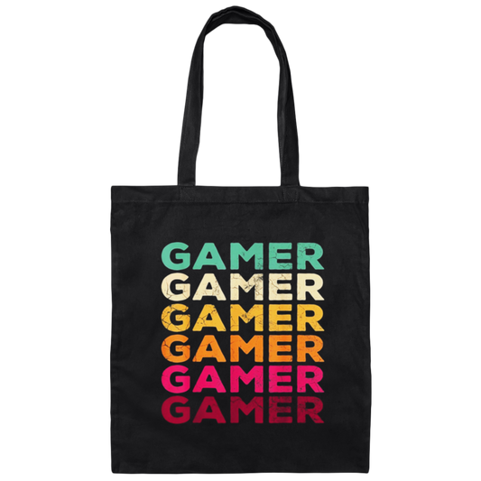 Gamer Vintage Retro 70s 80s Style Video Game Canvas Tote Bag