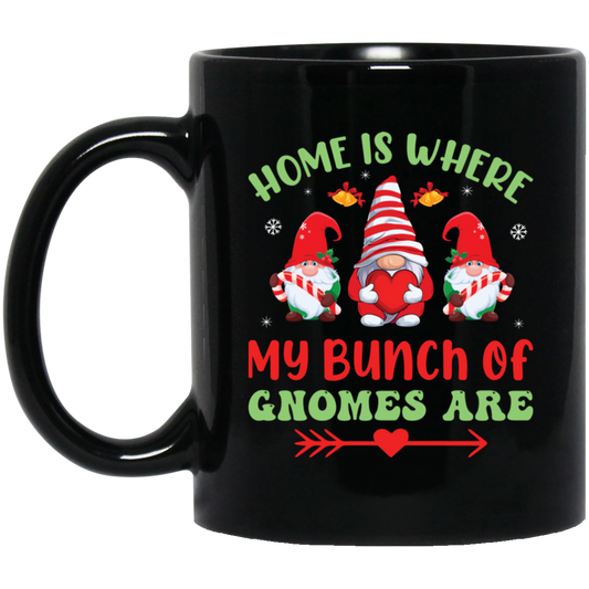 Home Is Where My Bunch Of Gnome Are, Merry Christmas Black Mug