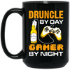 Druncle By Day, Gamer By Night, Funny Uncle Gift Black Mug