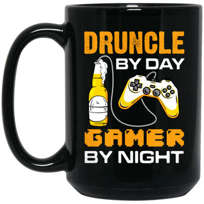 Druncle By Day, Gamer By Night, Funny Uncle Gift Black Mug