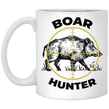 Boar Hunter, Wild Animal Hunter, Retro Boar, Boar Lover White Mug