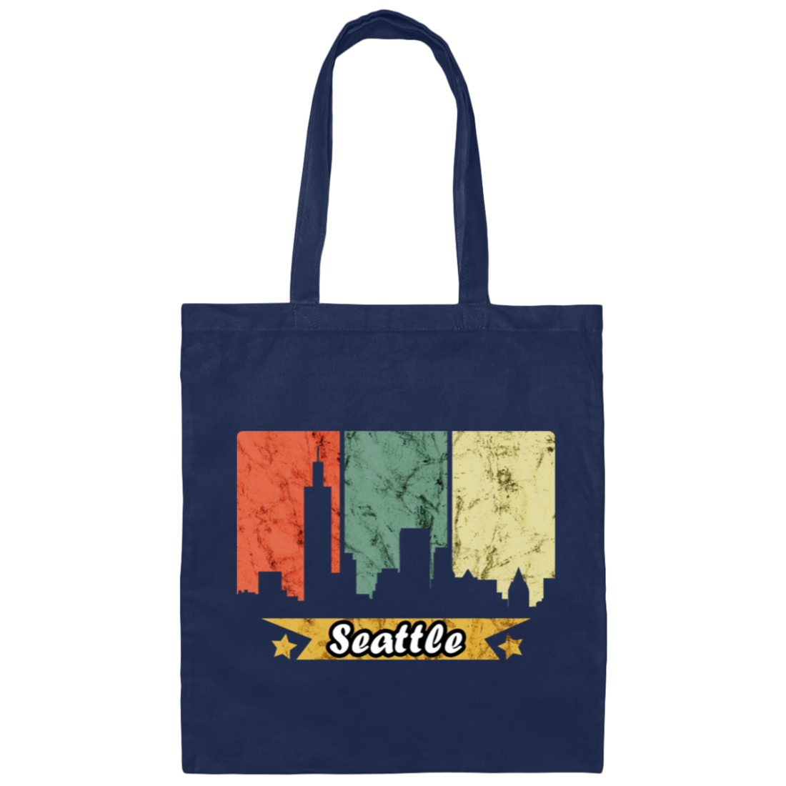 Retro Seattle, Seattle Skyline Washington Canvas Tote Bag
