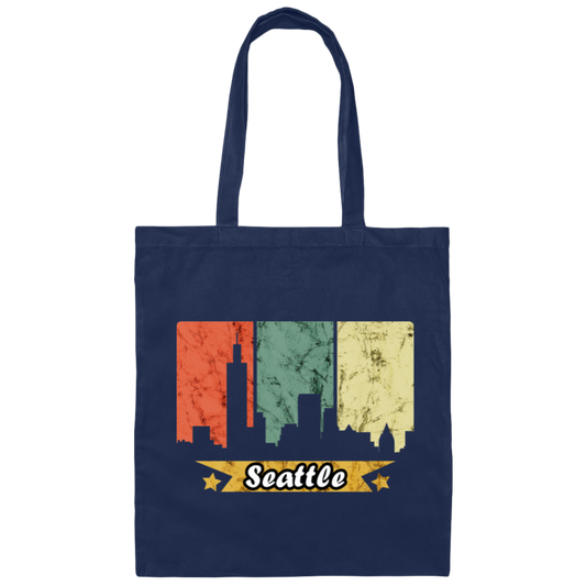 Retro Seattle, Seattle Skyline Washington Canvas Tote Bag