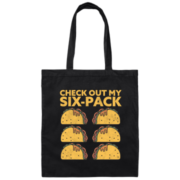 Retro Check Out My Six Pack, Funny Tacos Gift Idea Canvas Tote Bag