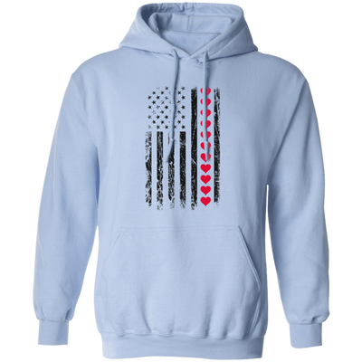 American Flag, American Lover, Heart Flag, Love American Pullover Hoodie