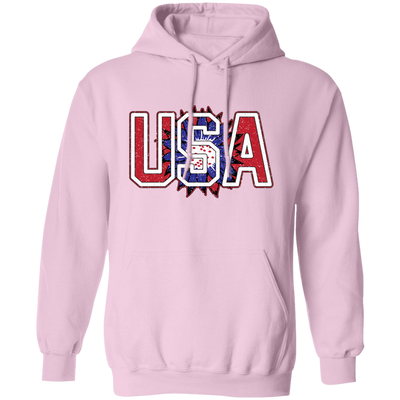 USA Flag, American Sunflower, Retro American Flower Pullover Hoodie