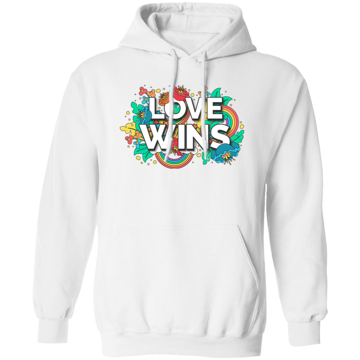Love Wins, Rainbow Love, Flower Love, Colorful Love Pullover Hoodie