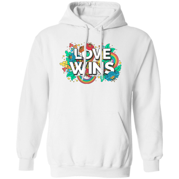 Love Wins, Rainbow Love, Flower Love, Colorful Love Pullover Hoodie