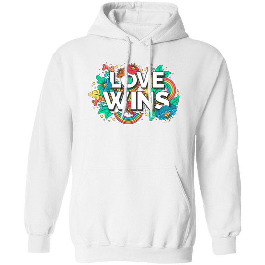 Love Wins, Rainbow Love, Flower Love, Colorful Love Pullover Hoodie