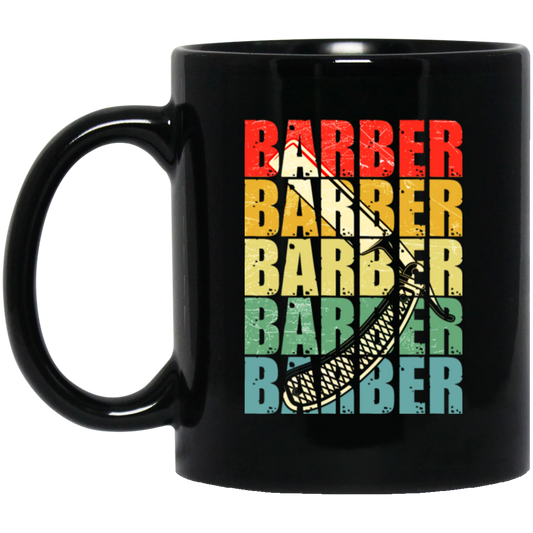 Barber Vintage, Love Barber Gift, Retro Barber, Barber In Classic Black Mug