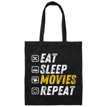 Eat Sleep Movies Repeat - Funny Film Loving Canvas Tote Bag