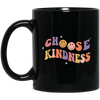 Retro Happy Face, Choose Kindness, Men Women Positive Black Mug