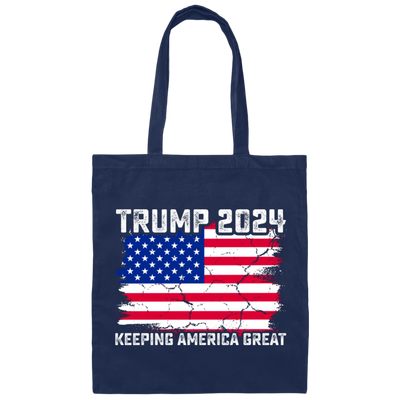 Trump 2024 Keeping America Great, Love Trump, Love America Flag Canvas Tote Bag