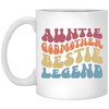 Auntie Godmother Bestie Legend, Retro Mother Gift White Mug