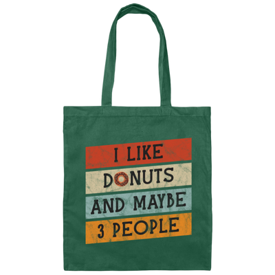 Retro I Like Donuts, Vintage Funny Donuts Canvas Tote Bag