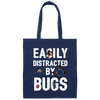 Easily Distracted By Bugs, Butterfly And Spiders Canvas Tote Bag