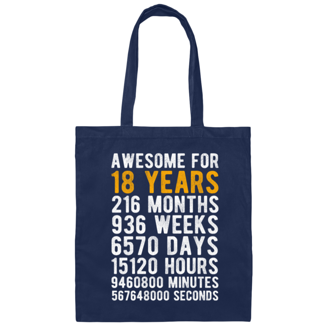 Awesome 18th Birthday, 18 Years Old, Love 18th Gift, 18th Year In Life Canvas Tote Bag