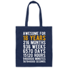 Awesome 18th Birthday, 18 Years Old, Love 18th Gift, 18th Year In Life Canvas Tote Bag