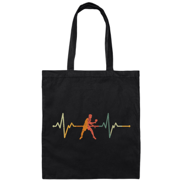 Retro Tennis, Cool Retro Heartbeat Tabble Tennis Canvas Tote Bag