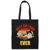 Best Cat Dad Ever, Daddy Kitten, Meow Gift, Cute Cat, Retro Cat Canvas Tote Bag