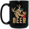 Bear And Deer, Big Roaring Vintage, Retro Wild Animal, Beer Mix Deer Black Mug