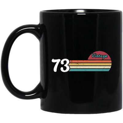 Vintage Gift For 73, 1973 Vintage Birthday, Retro Sunset 1973 Gift Black Mug