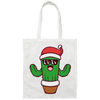 Christmas Cactus, Cactus In Flowerpot, Cactus Wear Sunglasses, Merry Christmas, Trendy Chrismas Canvas Tote Bag