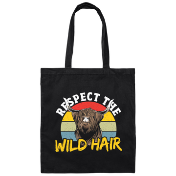 Cattle Cow, Respect The Wild Hair, Retro Cow Gift, Cow Wildlife, Love Cow Canvas Tote Bag