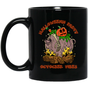 October Vibes, Halloween Party, Horror Party, Horror Pumpkin Black Mug