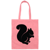 Squirrel Silhouette, Watercolor Squirrel, Animal Silhouette Black Canvas Tote Bag